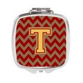 Carolines Treasures Letter T Chevron Garnet and Gold Compact Mirror CJ1048-TSCM